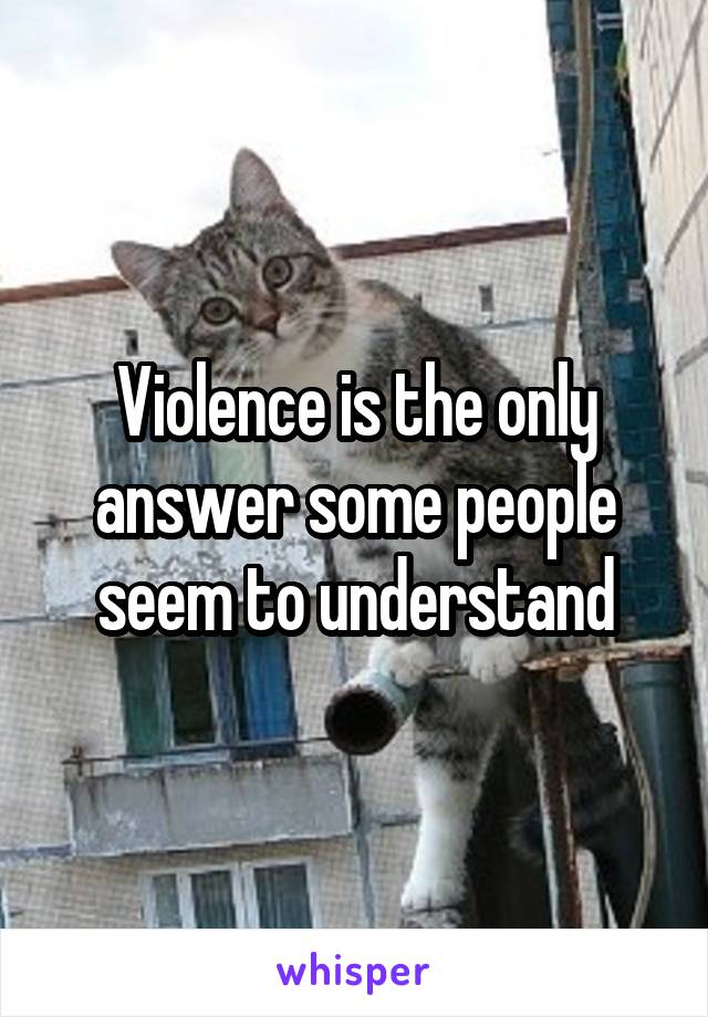 Violence is the only answer some people seem to understand