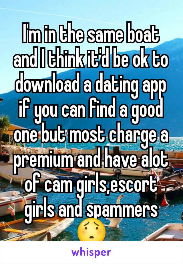 I'm in the same boat and I think it'd be ok to download a dating app if you can find a good one but most charge a premium and have alot of cam girls,escort girls and spammers 😯