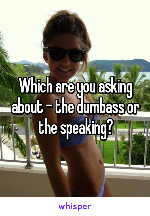 Which are you asking about - the dumbass or the speaking?