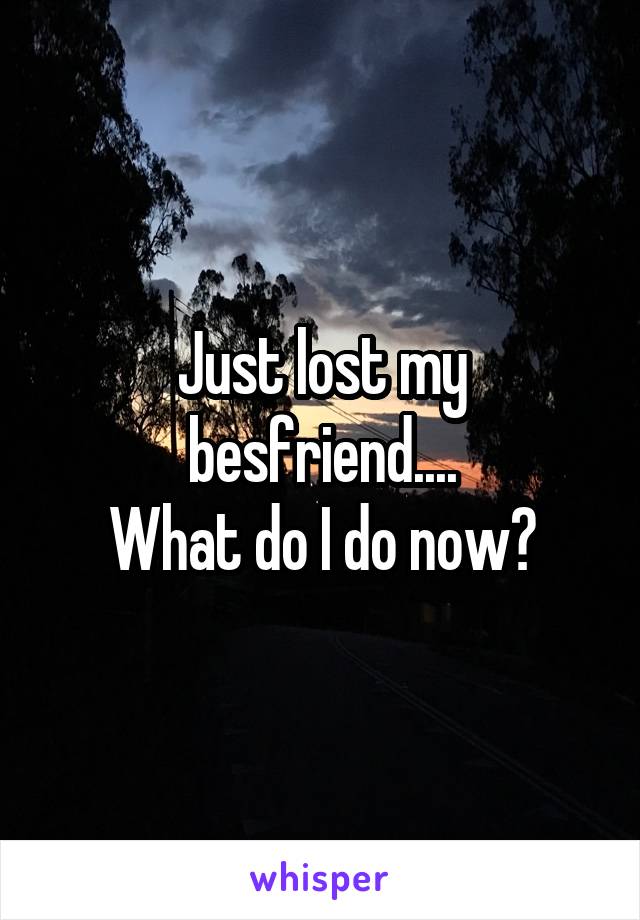 Just lost my besfriend....
What do I do now?