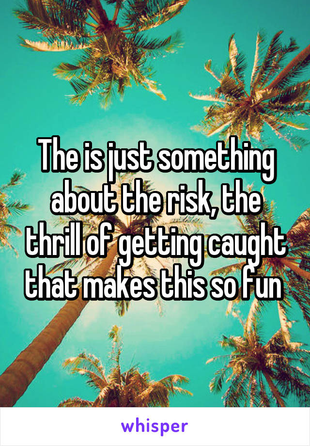 The is just something about the risk, the thrill of getting caught that makes this so fun 