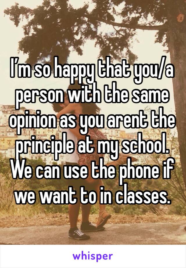 I’m so happy that you/a person with the same opinion as you arent the principle at my school. We can use the phone if we want to in classes. 