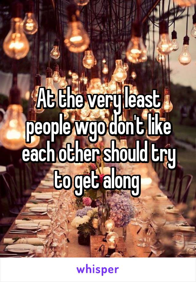 At the very least people wgo don't like each other should try to get along 