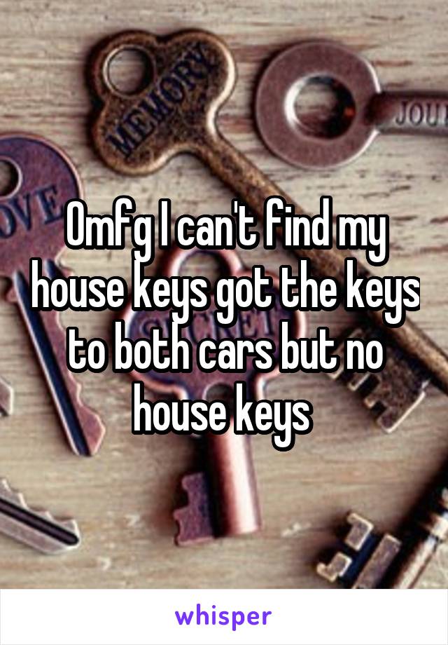 Omfg I can't find my house keys got the keys to both cars but no house keys 