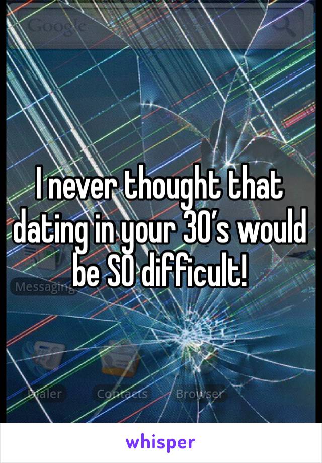 I never thought that dating in your 30’s would be SO difficult!