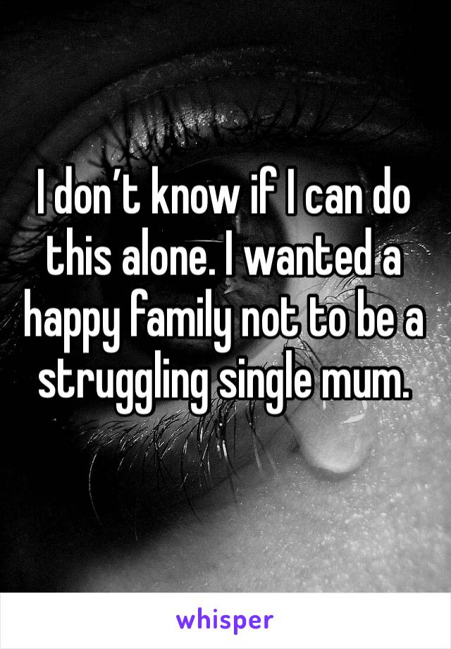 I don’t know if I can do this alone. I wanted a happy family not to be a struggling single mum. 