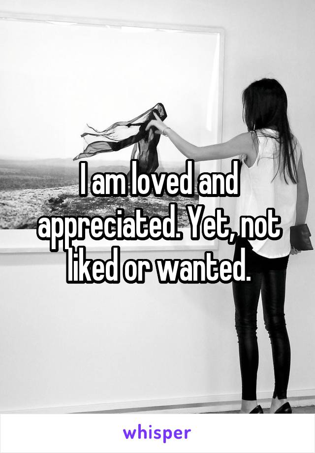 I am loved and appreciated. Yet, not liked or wanted.