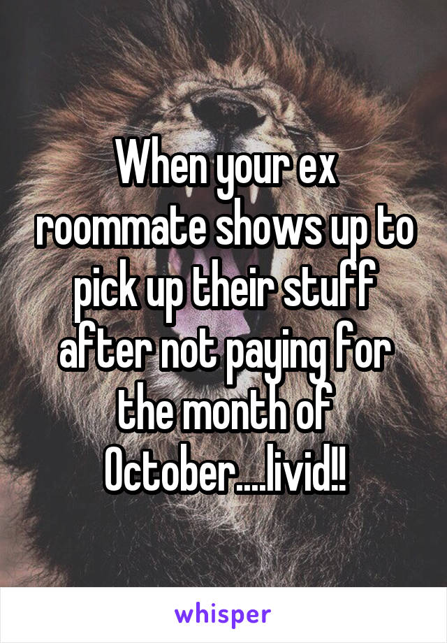 When your ex roommate shows up to pick up their stuff after not paying for the month of October....livid!!