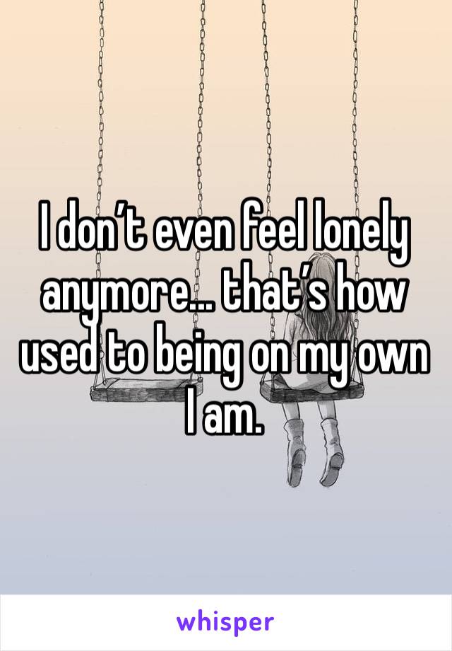 I don’t even feel lonely anymore... that’s how used to being on my own I am. 