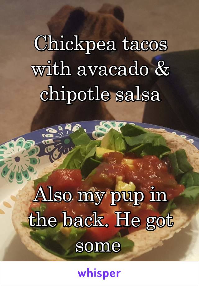 Chickpea tacos with avacado & chipotle salsa



Also my pup in the back. He got some 