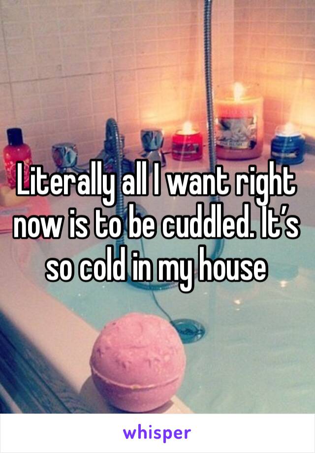 Literally all I want right now is to be cuddled. It’s so cold in my house 