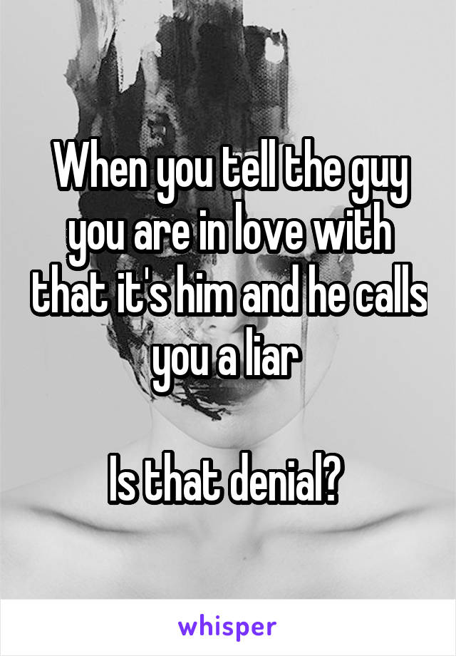 When you tell the guy you are in love with that it's him and he calls you a liar 

Is that denial? 