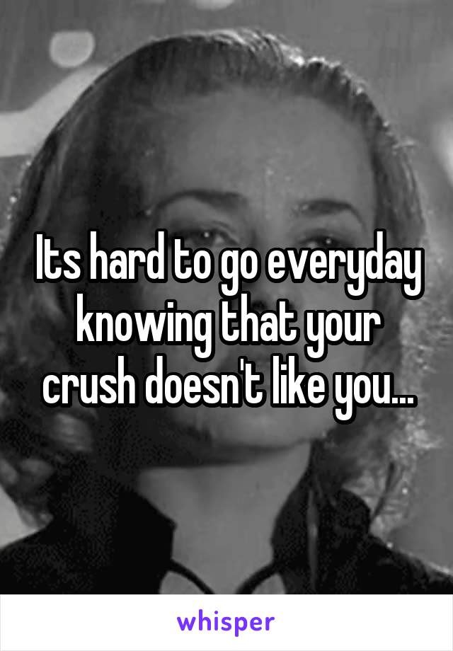 Its hard to go everyday knowing that your crush doesn't like you...