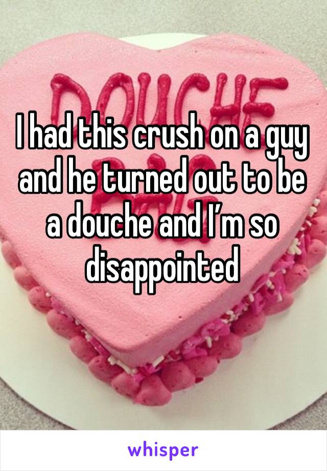 I had this crush on a guy and he turned out to be a douche and I’m so disappointed 