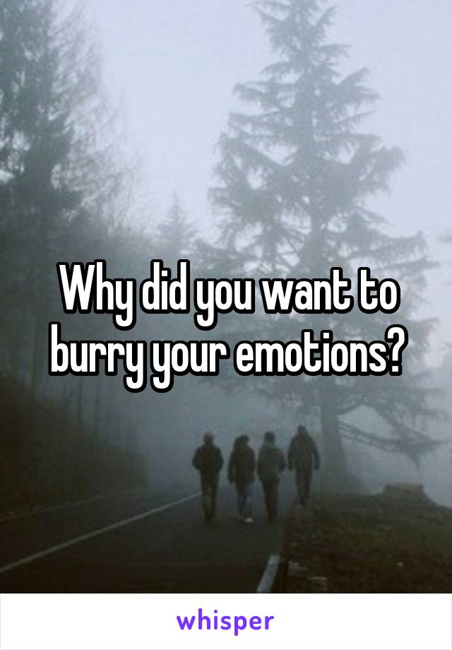 Why did you want to burry your emotions?