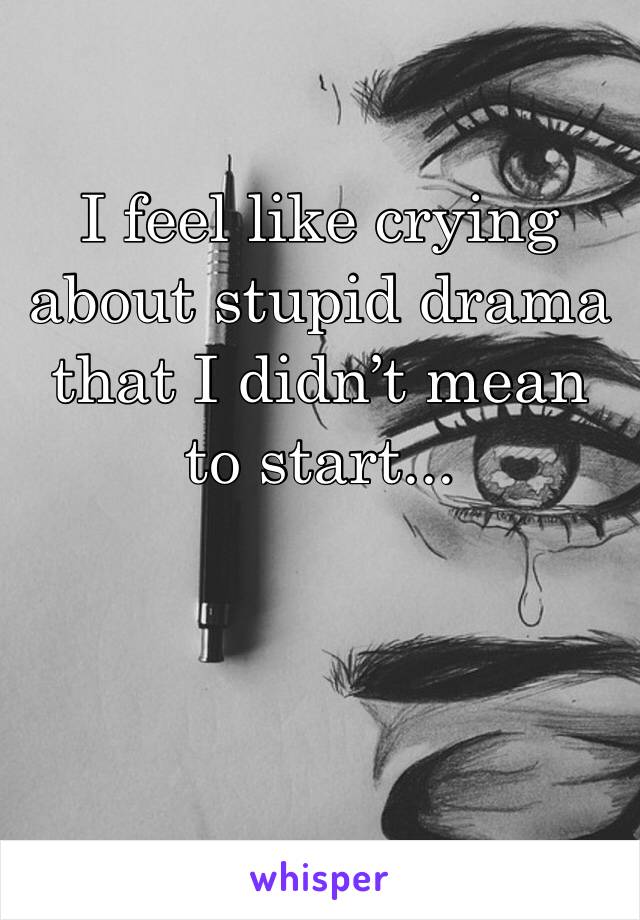 I feel like crying about stupid drama that I didn’t mean to start...
