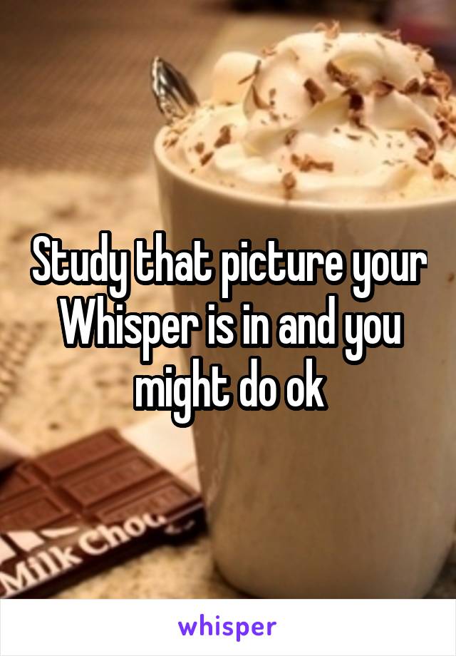 Study that picture your Whisper is in and you might do ok