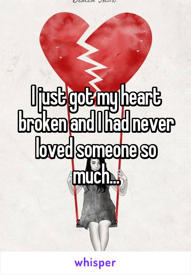 I just got my heart broken and I had never loved someone so much...