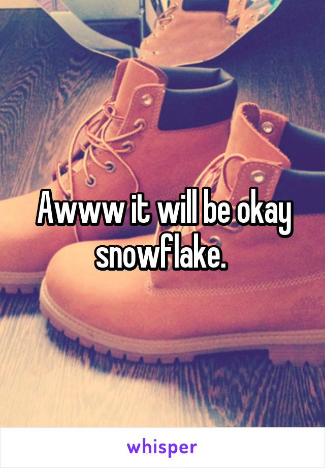 Awww it will be okay snowflake. 