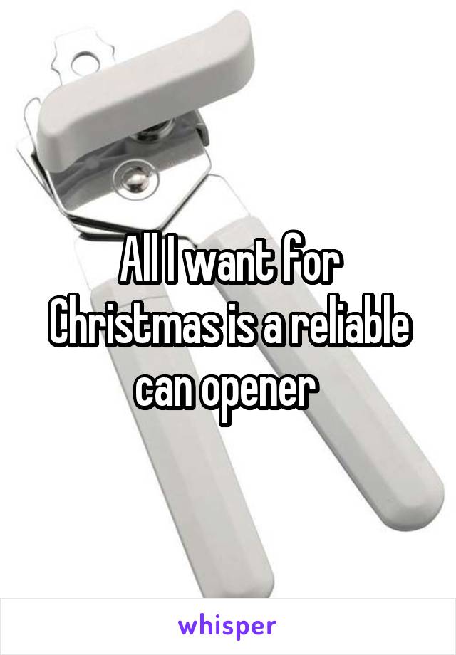 All I want for Christmas is a reliable can opener 