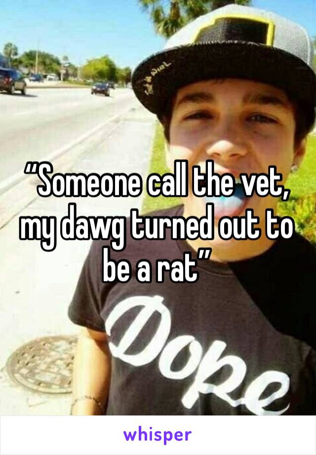 “Someone call the vet, my dawg turned out to be a rat”