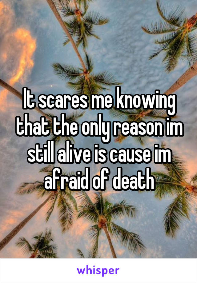 It scares me knowing that the only reason im still alive is cause im afraid of death
