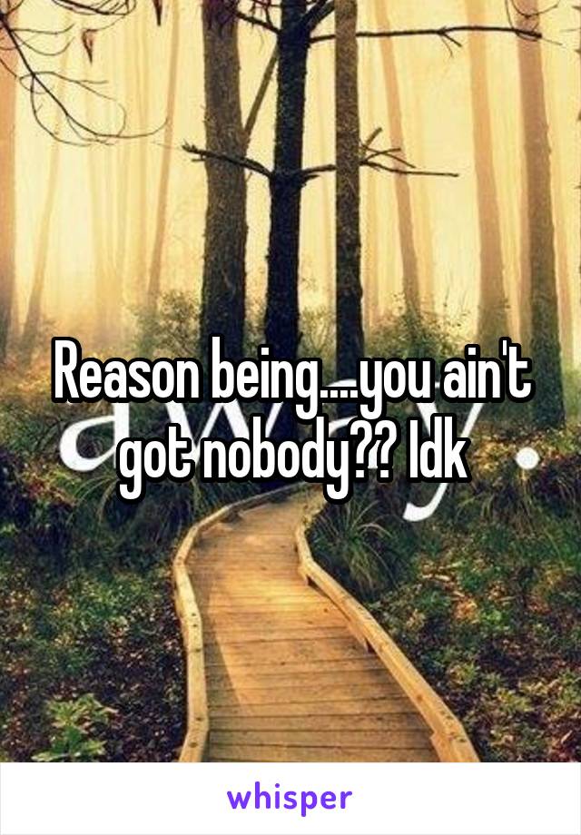 Reason being....you ain't got nobody?? Idk