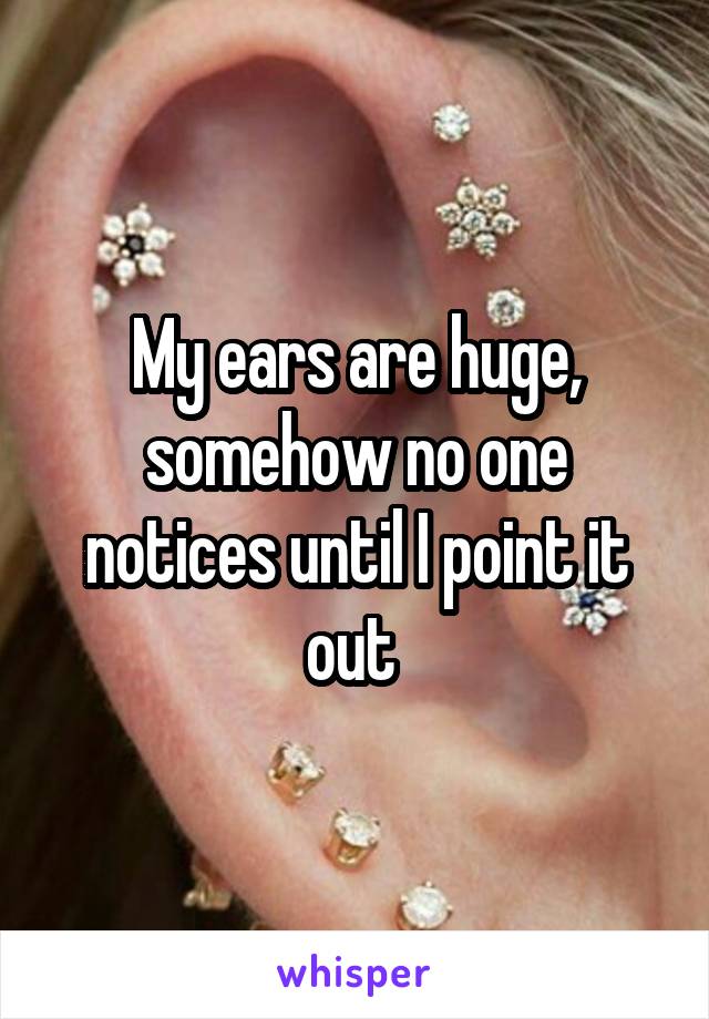 My ears are huge, somehow no one notices until I point it out 