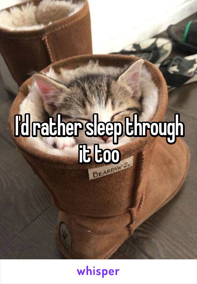 I'd rather sleep through it too