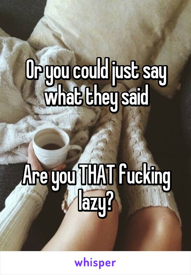 Or you could just say what they said


Are you THAT fucking lazy?