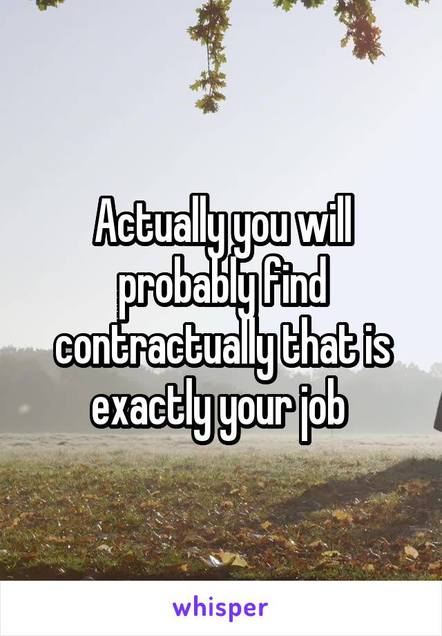 Actually you will probably find contractually that is exactly your job 