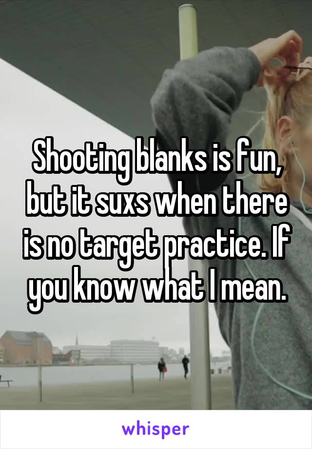 Shooting blanks is fun, but it suxs when there is no target practice. If you know what I mean.