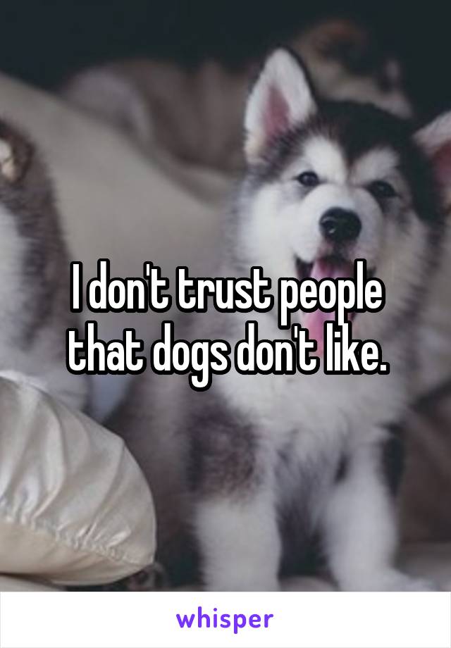 I don't trust people that dogs don't like.