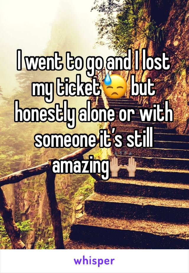 I went to go and I lost my ticket😓 but honestly alone or with someone it’s still amazing🙌🏼