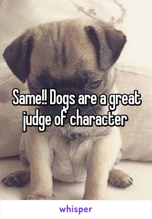 Same!! Dogs are a great judge of character 