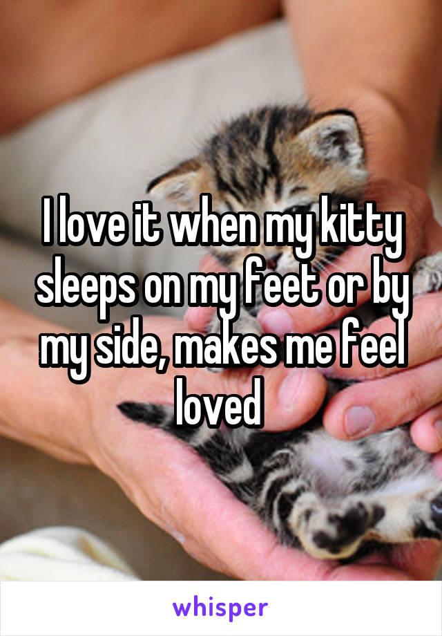 I love it when my kitty sleeps on my feet or by my side, makes me feel loved 