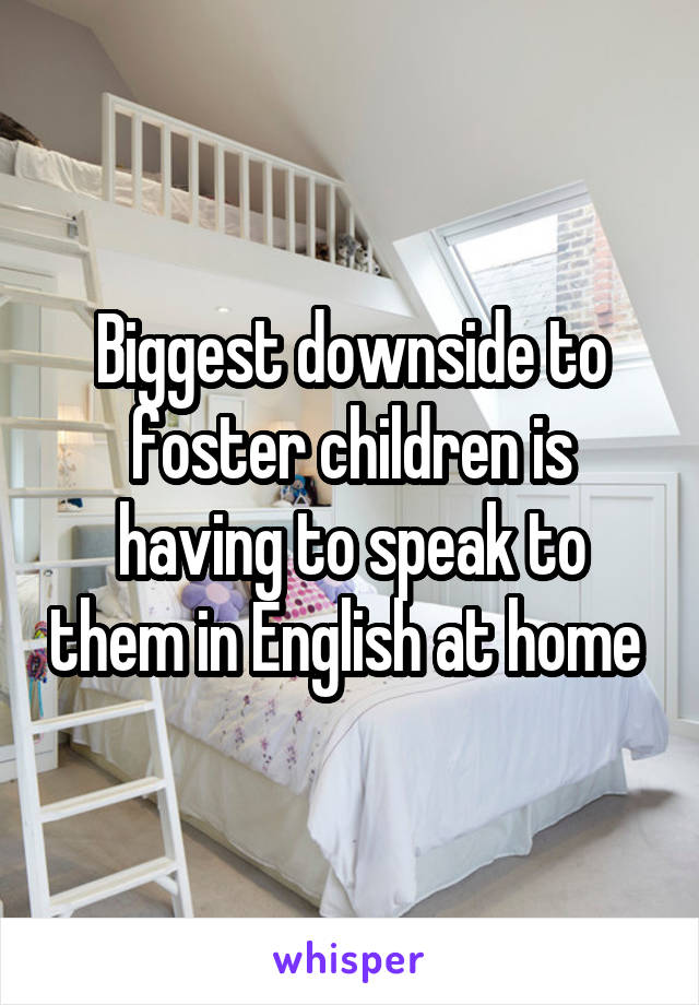 Biggest downside to foster children is having to speak to them in English at home 
