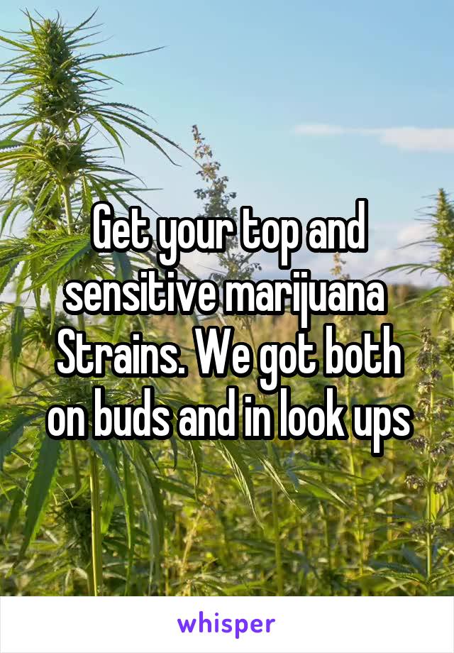 Get your top and sensitive marijuana 
Strains. We got both on buds and in look ups