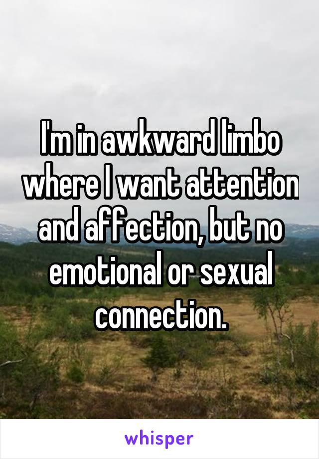 I'm in awkward limbo where I want attention and affection, but no emotional or sexual connection.
