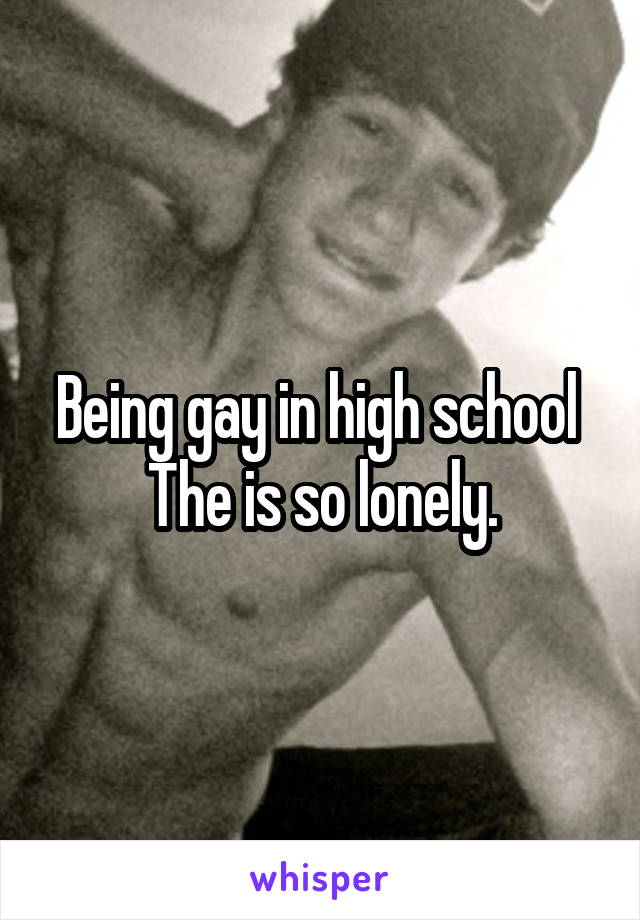 Being gay in high school  The is so lonely.