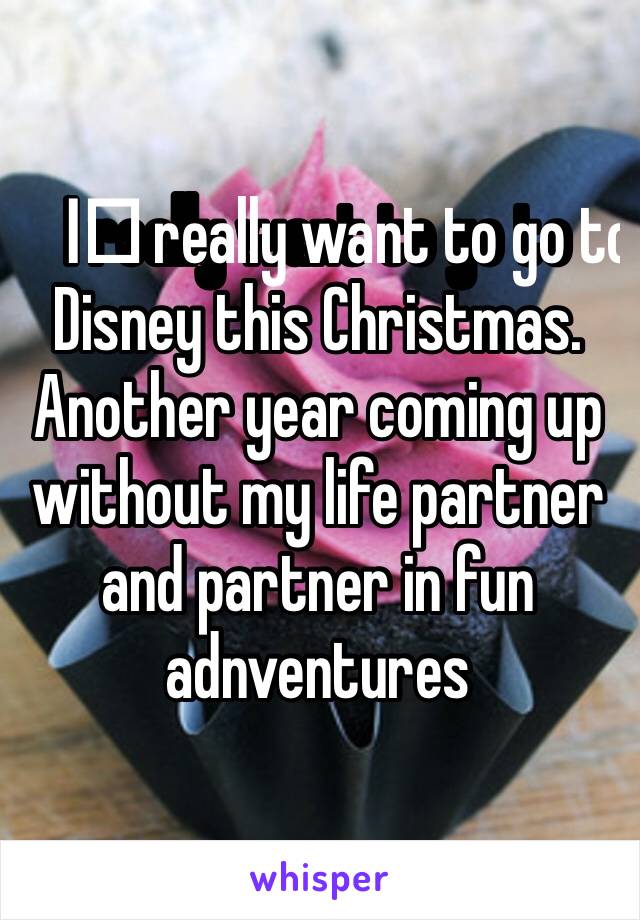 I️ really want to go to Disney this Christmas. Another year coming up without my life partner and partner in fun adnventures