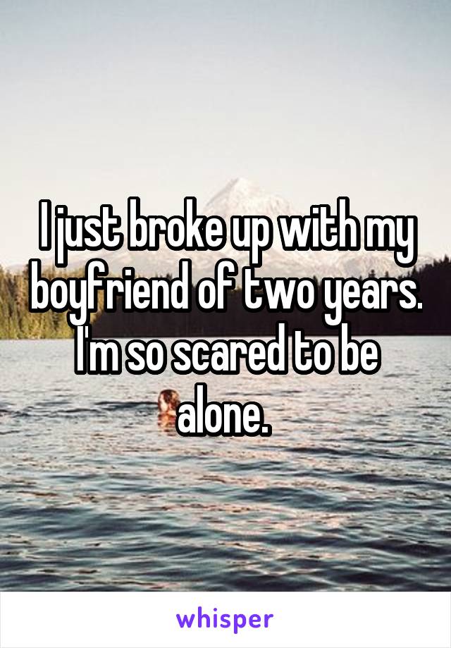 I just broke up with my boyfriend of two years. I'm so scared to be alone. 