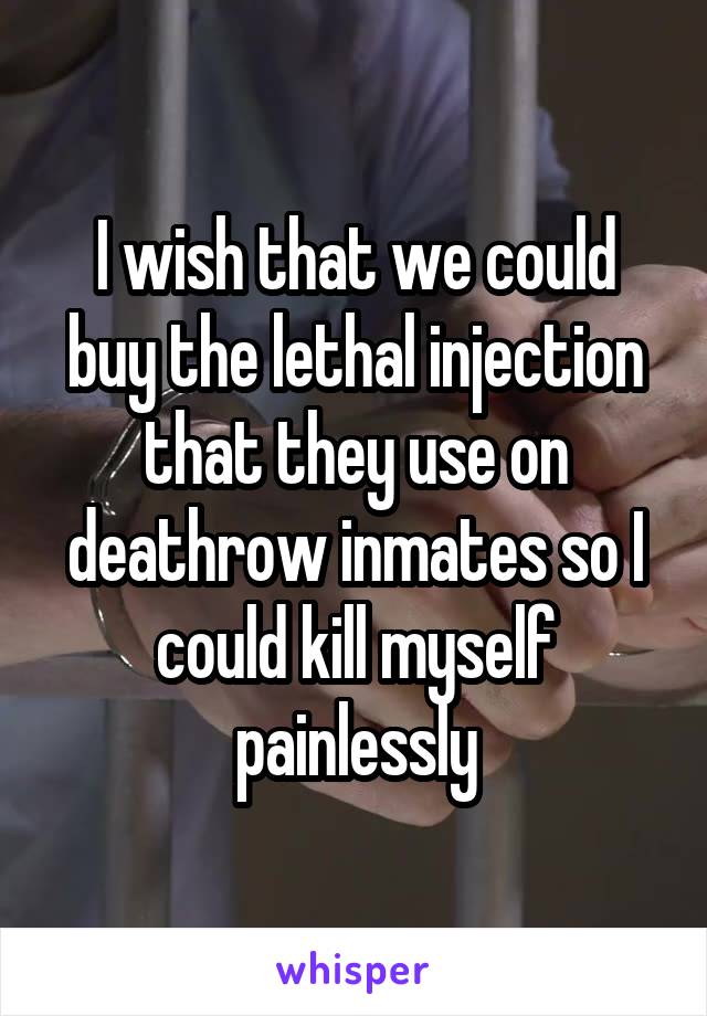 I wish that we could buy the lethal injection that they use on deathrow inmates so I could kill myself painlessly