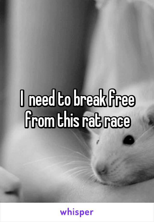 I  need to break free from this rat race