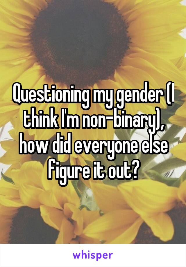 Questioning my gender (I think I'm non-binary), how did everyone else figure it out?