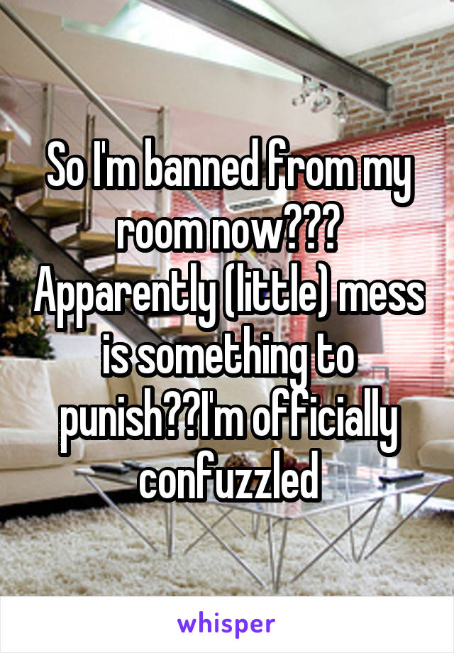 So I'm banned from my room now??? Apparently (little) mess is something to punish??I'm officially confuzzled