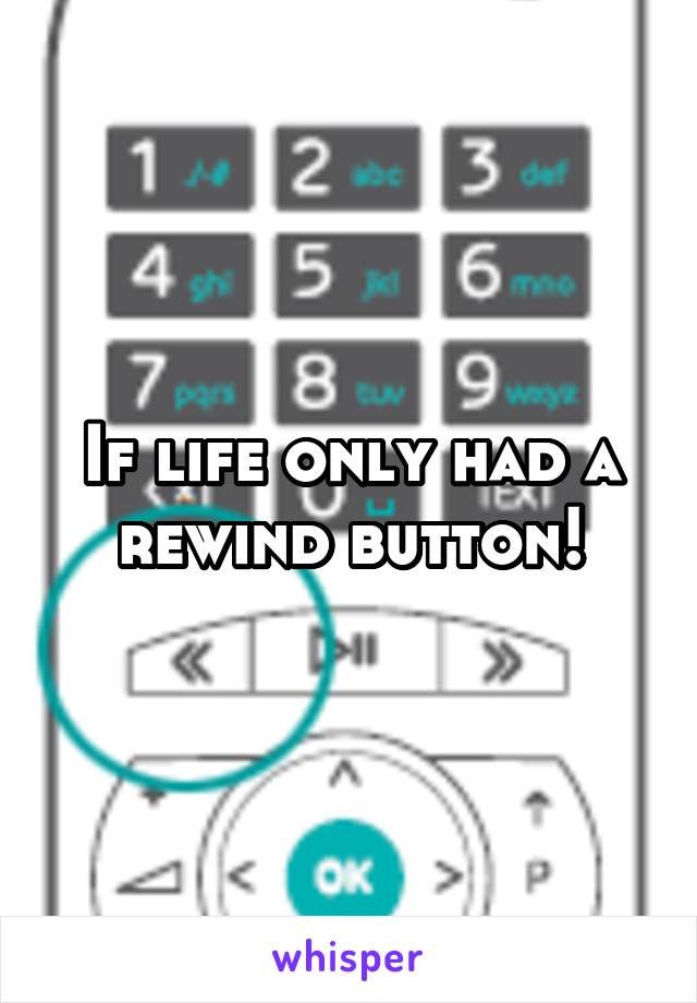 If life only had a rewind button!