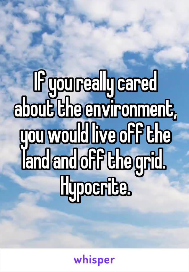 If you really cared about the environment, you would live off the land and off the grid.  Hypocrite.