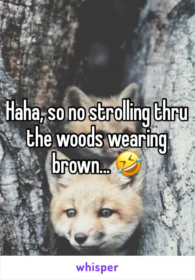 Haha, so no strolling thru the woods wearing brown... 🤣