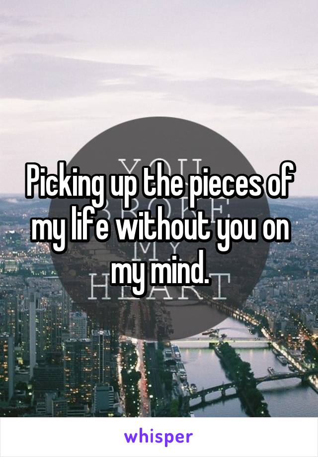 Picking up the pieces of my life without you on my mind.